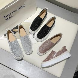 Dress Shoes Slip on Women s Flat Loafers Platform Sequins Round Toe Casual Ladies Comfortable Bling Zapatos Mujer 231019