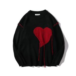 Harajuku Large Love Suture Knitted Unisex Sweaters Pullovers Fashionable Colorblock Men Ovesize Caual Warm Knitwear