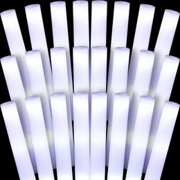 Other Event Party Supplies 20/30/60pcs White Foam Glow Sticks LED Light Glow Sticks Cheers Batons Glow In The Dark Birthday Wedding Party Concert Supplie 231019