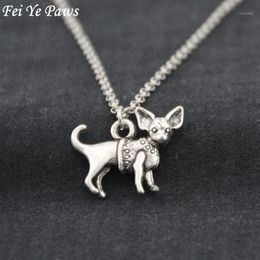 Pendant Necklaces Antique Silver Colour Chihuahua Dog Stainless Steel Chain Necklace Boho Animal Chocker Fashion Accessories Jewele3004