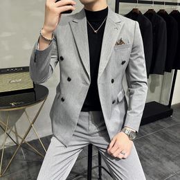 Men's Suits Black Light Grey Dark Grey Wedding Homecoming 2 Piece Solid Coloured Tailored Fit Single Breasted More-button 2023