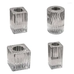 Candle Holders Morden Glass Holder Candlestick Square / Round For Birthday Celebration And Home Decorations