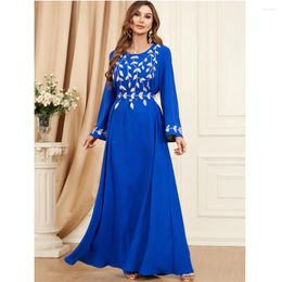 Ethnic Clothing Fashion Abaya Muslim Beads Embroidery For Women Long Maxi Dress Turkey Kaftan Islam Dubai Arabic Robe Morocco Jalabiya