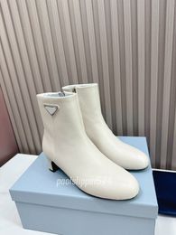 Nova marca de luxo botas de inverno de salto alto feminino salto fino camurça couro moda sapatos curtos botas