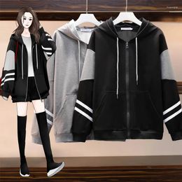 Women's Hoodies EHQAXIN Womens Hooded Coat Autumn Long Sleeve Splicing Loose Casual Cardigan Zipper With Pockets XL-5XL