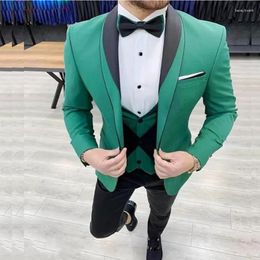 Men's Suits Arrival Green For Men 2023 Slim Fit Groom Wedding Tuxedos 3 Pieces Classic Shawl Lapel Male Suit Terno Masculino