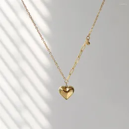 Pendant Necklaces Love Heart Necklace For Women Stainless Steel Chain Plated Gold Colour Aesthetic Gothic Luxury Designer Fashion Jewellery