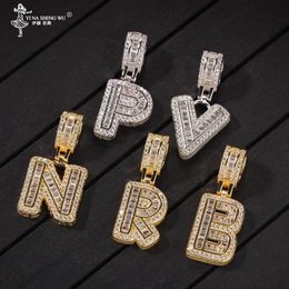 Bling CZ Custom Small Bubble A-Z Initial Letter With Rope Chain Copper Initial Pendant Gold Silver Colour Charm Pendant Necklaces2762