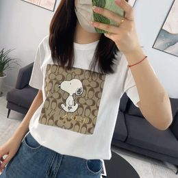 Women's T-shirt 2023 Summer Coach Small White Dog Co Branded Couple Men and Same Short Sleevesss