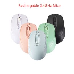 Macarons Mute Button Mice Rechargable 2.4GHz DPI Adjustment USB Optical Wireless Mouse Receiver for MAC Computer Tablet PC Laptop Desktop With Retail Box