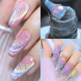 Nail Polish Laser Rainbow Cat Eye Gel Magnetic Nails Reflective Sparkling Glitter Can Be Use on Any Color Accesorios 231020