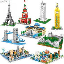 Blocks World Famous Attractions 3D Model Building Toys DIY City Street View Miniature Building Blocks Assembling Decorative Toys Box