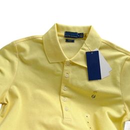 Ralphs Designer-T-Shirt Laurens Womenclassic American Poloshirt mit fünf Knöpfen und Pferdelogo-Stickerei Beige Weiß Vielseitig und hochwertig für Damen