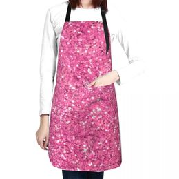 Aprons Pink glittering sparking sequins pattern illustration Apron Kitchen Front Cleaning Products For Home 231019