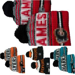 Men's Caps Hockey ball Hats Flames Beanie All 32 Teams Knitted Cuffed Pom Calgary Beanies Striped Sideline Wool Warm USA College Sport Knit hats Cap For Women a1