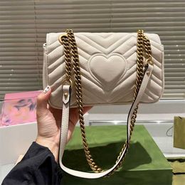 Sell heart designer bag for women leather crossbody bags gold g-letter fashion shoulder bags brand ladies chain female mobile phone Purse handbag