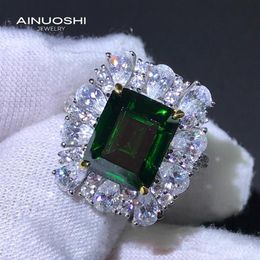 Luxury Emerald Cut 9x11mm Lad Created Engagement Rings Gift For 925 Sterling Silver Exquisite Cluster251n