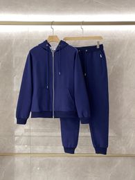 Autumn and winter 2023 new luxury quality tracksuit fashion splicing material design smooth and comfortable zipper hooded handsome mens leisure sports tracksuit