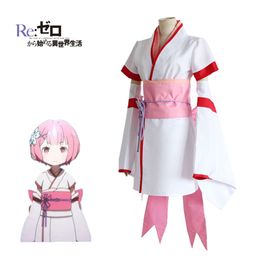 cosplay Ram Rem Kimono Cosplay Re: Zero Kara Himeru Isekai Seikatsu Starting Life in Another World Japanese Anime Pink Blue Costumecosplay