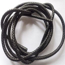 3 Metres of 8mm Black Braided Bolo Leather Cord #22515229b