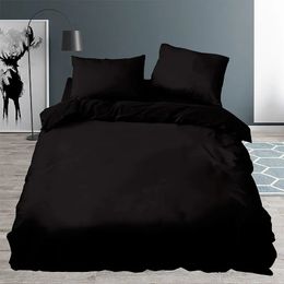 Bedding sets Black Duvet Cover 220x240220x260 Bedroom Minimalist Style Skinfriendly Soft Quilt with Pillowcase Set QueenKing 231020