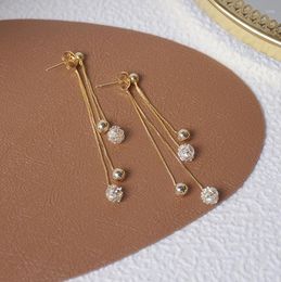 Stud Earrings Arrival Delicate Zircon CZ For Women 14K Gold Plated Beads Tassel