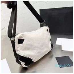 White Canvas Casual Versatil Large Capacity Crossbody Shoulder Adjustable Shoulder Strap Outdoor