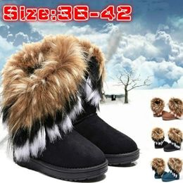 Boots Women Fur Boots Ladies Winter Warm Ankle Boots for Women Snow Shoes Style Round-toe Slip on Female Flock Snow Boot Ladies Shoes 231019
