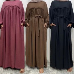 Ethnic Clothing Dubai Abaya Turkish Robe Modest Islamic Female Caftan Ramadan Eid Muslim Women's Plain Dress Arabic Loose Maxi African