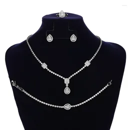 Necklace Earrings Set Jewellery HADIYANA Charm Fashion Wedding Ring Earring And Bracelet BN9132 Party Gifts