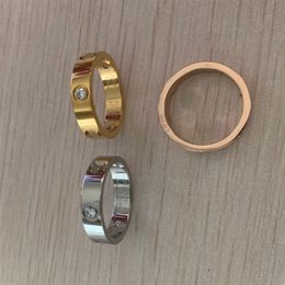 Never fade 316L Titanium steel love rings 18K gold rose gold silver Wedding diamond Ring for men women engagement male female alli260l