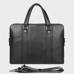 Briefcases Luxury Fashion Genuine Leather Men Briefcase Business Bag Office 15" Laptop Male Document File Case Messenger