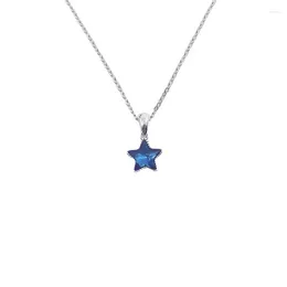 Chains HOYON Charms Sapphire Star Pendant Sterling Silver S925 Necklace Female Clavicle Chain Jewelry Birthday Gift For Girlfriend