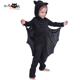 cosplay Eraspooky Black Bat Cosplay Children Halloween Costume for Kids Purim Carnival Party Animal Hoodie Jumpsuit Boys Fancy Dresscosplay