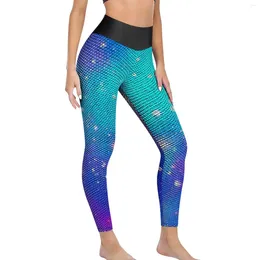 Active Pants Abstract Galaxy Yoga Women Blue And Pink Leggings High Waist Kawaii Seamless Design Bicycle Sports Tights