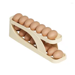 Kitchen Storage Automatic Rolling Eggs Box Plastic Container Fridge Organisation Holder Basket