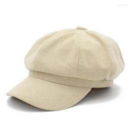 Berets Octagonal Hats For Women Corduroy Sboy Cap Men Ladies Autumn Winter Casual Cotton Hat Warm Beret Painter Caps