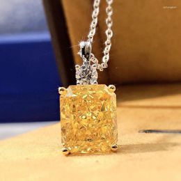 Pendant Necklaces Luxury Fashion Yellow Cubic Zirconia Necklace For Women Temperament Female Wedding Trend Party Anniversary Jewellery Gift