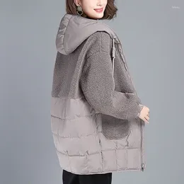 Women's Trench Coats Brown Jacket Hooded Casual Thick Warm Clothes Ladies Winter 2023 Loose Parkas Long Lambswool Padded Coat