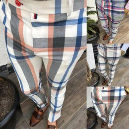 Gym Mens Trousers Plaid Tracksuit Bottoms Skinny Joggers Sweat Track Pants Chinos Trousers Sexy Slim Fit Casual Pants Plus Size250z