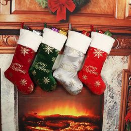 Kids Socks 1/4pcs 4Colors Merry Christmas Sock Knitting Snowflake Stocking Xmas Tree Decoration Home Party Navidad Year Gift Bag Decor 231020