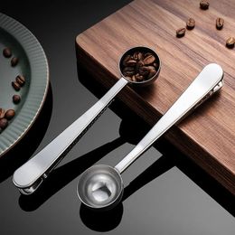 Coffee Scoops 4Pcs Coffee Spoon Stainless Steel Measuring Spoon Milk Powder Coffee Scoop with Sealing Clip Kitchen Espresso Coffee Accessories 231018