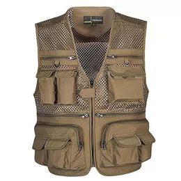 Tactical Vest Coat Fashion Men's Summer Pographer Waistcoat Mesh Work Sleeveless Jacket Tool Many Pocket Vest Male257l