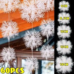 Christmas Decorations 3060Pcs White Snowflakes Artificial Snowflake Flakes Ornaments For Xmas Tree Hanging Pendent Holiday Party Decoration 231019