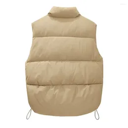 Women's Vests Comfortable Lady Winter Vest Thickened Sleeveless Warm Stand Collar Coat With Neck Protection Zip Up