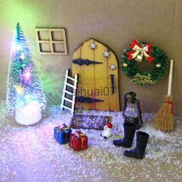 Christmas Decorations 12/18/11pcs Elf Door Wreath Tree Lamp Dollhouse Elf Door DIY Ornaments Mini House Christmas Decorations For Dollhouse Furniture x1020