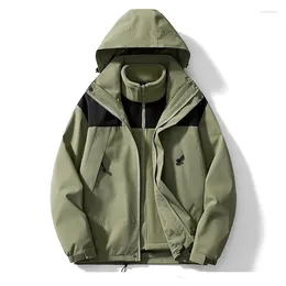 Men's Trench Coats Outdoor Jackets Three-in-one Waterproof Hooded Windbreaker Fleece Lining Couple Jacket Coat For Woman Chinese Size XS-3XL