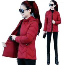 Women's Trench Coats Winter 2023 Fashion Thin Western Short Cotton-Padded Jacket Slim And Warm Hooded Female Tide6XL