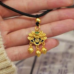 Chains Chinese Lotus Pendant Necklace Style Female Luxury Clavicle Charm Necklaces Temperament Simple Classic Fashion