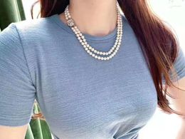 Chains Sell 43-45cm 7-8mm White Freshwater Pearl Micro Inlay Zircon Necklace Fashion Jewelry